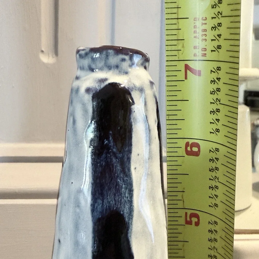 Mud Pie Bud Vase Small Ceramic Rustic Farmhouse Flower Vase Blue 7 1/4
